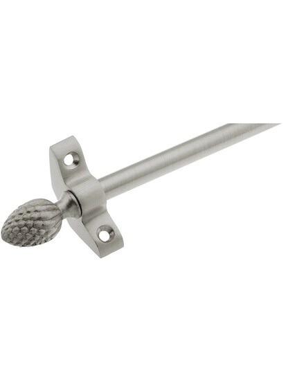 28.5 inch Inspiration Pineapple Tip Stair Rod - 3/8 inch Diameter Zinc Alloy With Standard Brackets in Satin Nickel